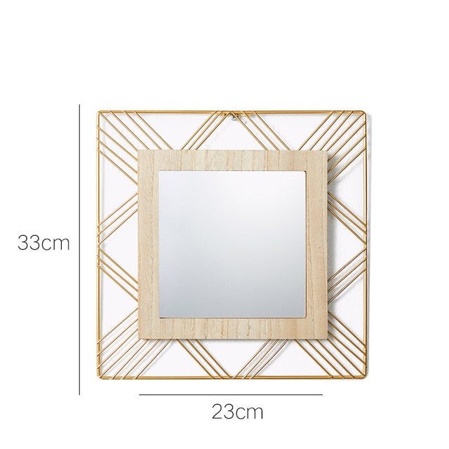 2020 New Nordic Style Metal Wall Mirror Decoration Metal Wood Wall Mirror Living Room Decor Scandinavian Style Decor