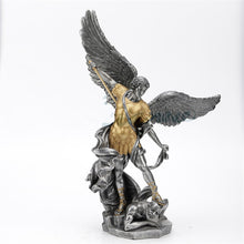 Load image into Gallery viewer, 37CM Europe Saint Michael Sculpture Fighting Angel Home Wine Cabinet Living Room Art&amp;Craft Statue Desk Ornament M3915
