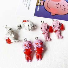 Load image into Gallery viewer, 5Pcs Lovely Cartoon Heart Mummy Flat back Cabochon DIY Jewelry Necklace Charms Very Cute keychain Pendant Decoration
