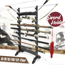 Load image into Gallery viewer, 1pcs Japanese Samurai Sword Wood Wall Mounted Decor Stand Samurai Sword Katana Bow Hanger Holder Rack Holder Bracket Display New
