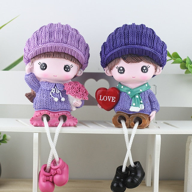 New creative romantic couple hanging feet doll home decoration wedding gift birthday gift resin crafts Pastoral  People
