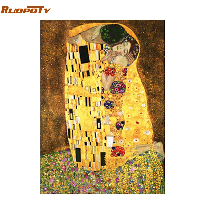 RUOPOTY Frame Kissing DIY Painting By Numbers Figure Painting Home Wall Art Picture Acrylic Handpainted Oil Painting Home Decor